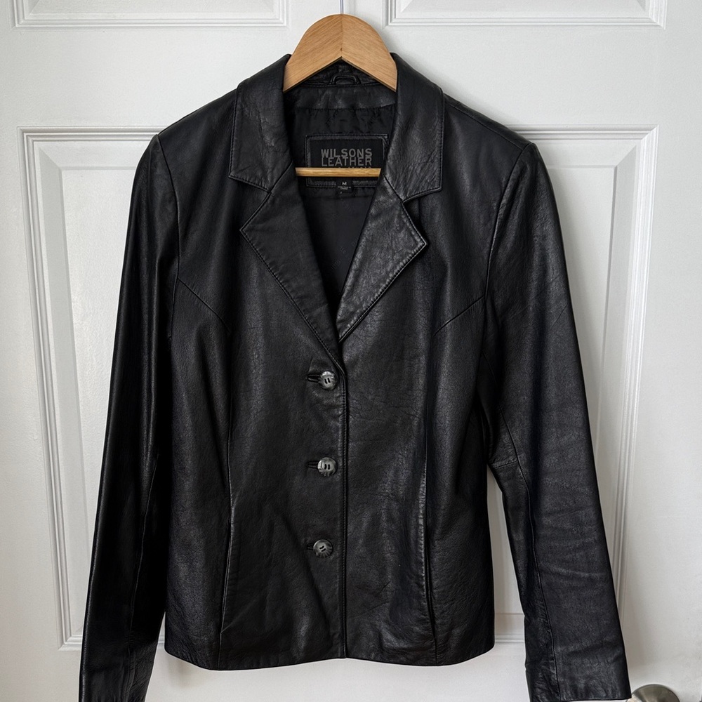 Wilsons Leather Women's Black Button-Up Jacket Vintage